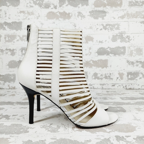 Michael Kors White Strappy Ankle Boots Open Toe High Heels M657 - Picture 5 of 13